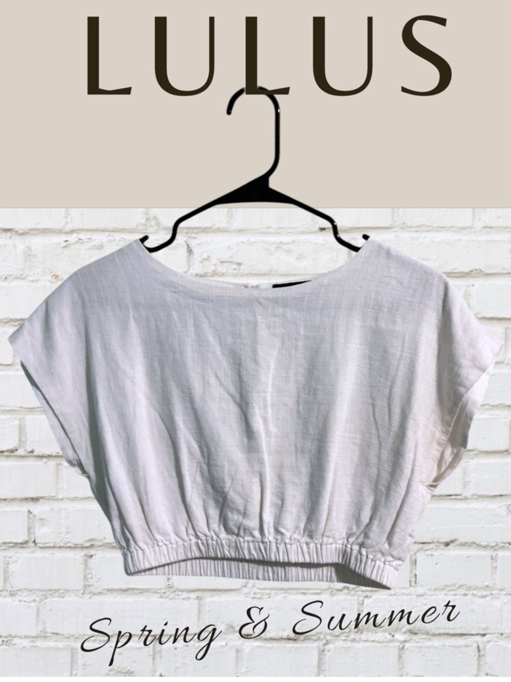 🌺Lulu's White Cropped Linen Blouson Top